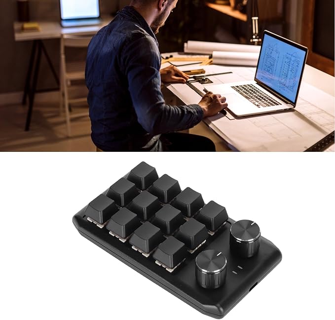 GOWENIC Mini 12 Key Programmable Gaming Keyboard Red Switch Macro Keys USB PC Gaming Multimedia