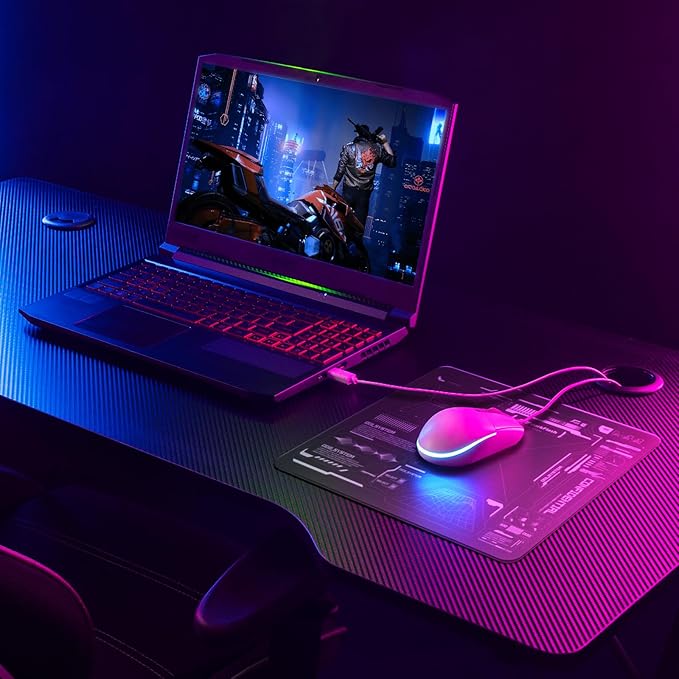 darkFlash Glass Mouse Pad 11.8×10.2 Inch Ultra-Smooth Tempered Surface Precision Tracking Anti-Slip Rubber Base Durable Etched Finish Ideal for Gaming &amp Work(DMP300)