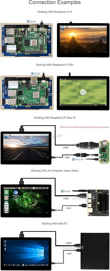 5inch HDMI Capacitive Touch AMOLED Display Monitor with Toughened Glass Cover Screen Resolution 960×544 for Raspberry Pi 4 3 Model B B+ Zero Jetson Nano @XYGStudy