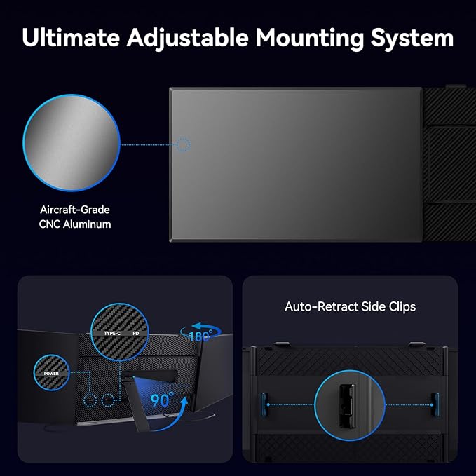 15.3 Laptop Triple Screen Extender Portable One Cable Connection Laptop Monitor FHD 1080P IPS Ultra Thin Dual Monitor for 13-17 Laptops Plug &amp Play Compatiable with Win/Mac/Chrome/Android/Swi