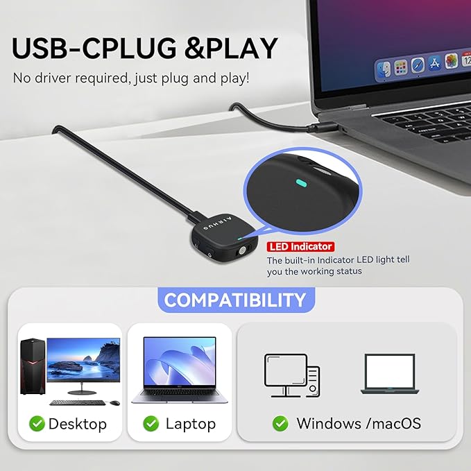 AIRHUG 3 in 1 1080P Webcam with Conference USB Microphone