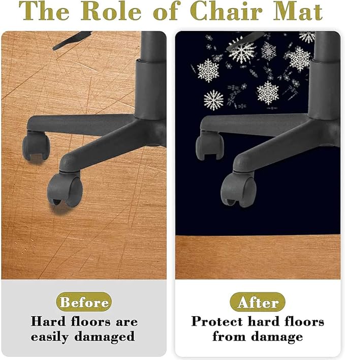 Indigo White PU Leather Office Chair Mat Soft Non Slip Round Floor Mat Romantic Floral Background Hardwood Floor and Protector for Rolling Chair Abstract Diameter 39.4 in