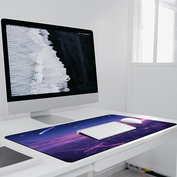 City Starry Sky Mouse Pad Large Desk Mat Extended Keyboard Mouse Pad with Non-Slip Base and Stitched Edge Mouse Mat Desk Pad 36x16 Mouse Pads for Desk Home Office Gaming