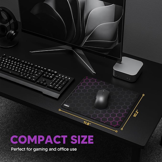 Vetroo GMP300 Tempered Glass Gaming Mouse Pad Micro-Etched 3mm Tempered Glass with Silicone Anti-Slip Base Multi-Layer Curing Smooth Operation for Esport &amp Work (Black)