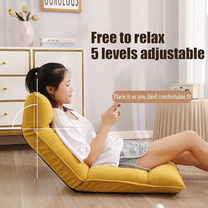 BTZHY Floor Chair Folding Floor Chair with Back Support - Multi-Level Adjustment for Men and Women - Single Sofa Folding Floor Chair(Dark Gray)