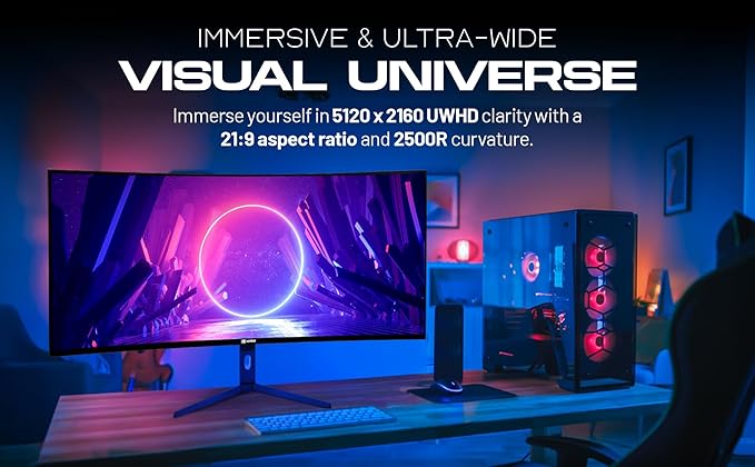 40” UltraWide 5K2K Monitor | 5120×2160 IPS 120Hz HDR 450 nits Brightness 21:9 Aspect Ratio DP 1.4 &amp HDMI 2.1 | Big Screen for Gaming Office Multitasking Content Creation 60w