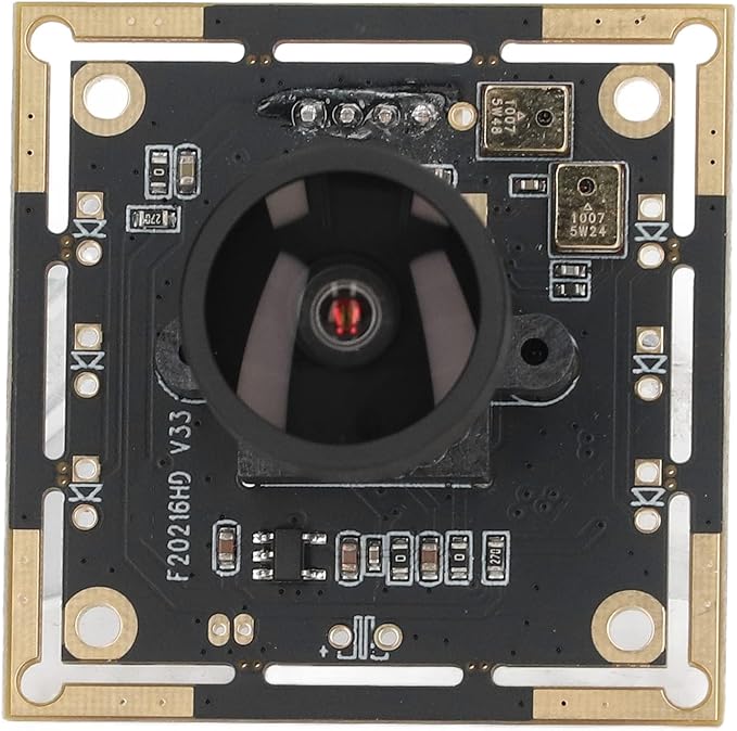 Camera Module USB Camera Board HD Wide Angle 2MP 1920x1080 Resolution 145° Field of View with Dual Microphones for Machine Vision Embedded Systems Black