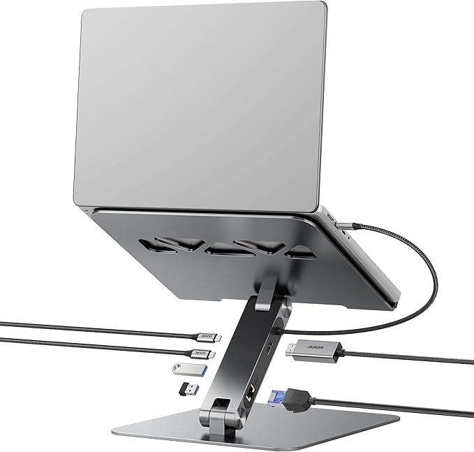 BENFEI Laptop Stand with USB C 6in1 Docking Station HDMI 4K@60HzGigabit Ethernet 100W Power Delivery 10Gbps 1*USB C 3.2 and 2*USB A 3.2 Compatible with MacBook Pro/Air iPad Pro XPS Thinkpad