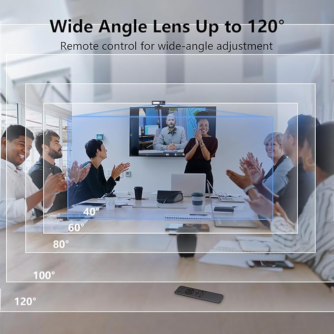 4K Webcam with Dual AI Noise-Cancelling Mics Autofocus Auto Light Correction120° FOVPrivacy CoverPlug and Play Computer Camera for Microsoft Teams/Zoom/Google Voice/Skype/Facetime/YouTubeBlack