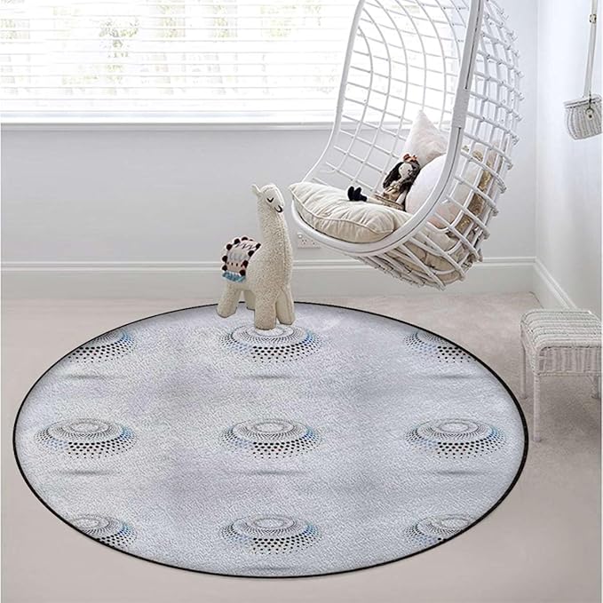 Red Grey Office Chair Cushion Mat for Hard Floors Non Slip Multi-Purpose Desk Chair Mat Rug for Hardwood Tile Floor Carpets Dots Like and Circled Design Artwork Diameter 35.4 in