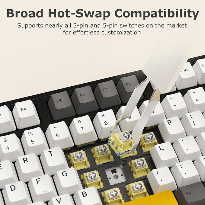FIRSTBLOOD ONLY GAME. AK980 101-Key Hot-Swappable Mechanical Keyboard Gasket Mount RGB Backlit Programmable Macro Full N-Key Rollover with Dreamscape Linear Switches (Starfall Gray)