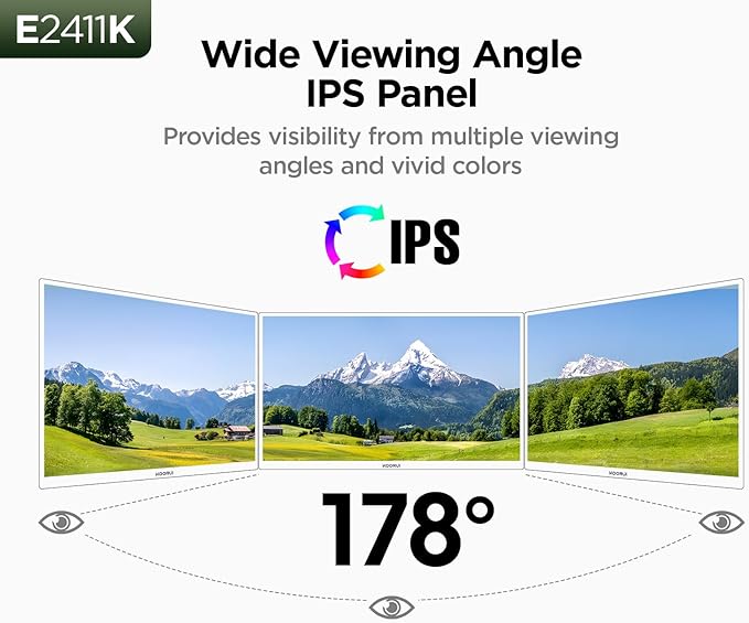 KOORUI 23.8 Inch 144Hz IPS Computer Monitor Full HD 1920 x 1080p Ultra-Slim Display with HDMI VGA Adaptive Sync 99% SRGB VESA 100x100mm Eye Care Tilt Black E2411K