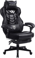 Vonesse Gaming Chair Big and Tall Office Chair with Footrest and Massage Gaming Chairs for Adults with Lumbar Support Ergonomic High Back Computer Desk Chair with Pocket Spring Cushion (Black)