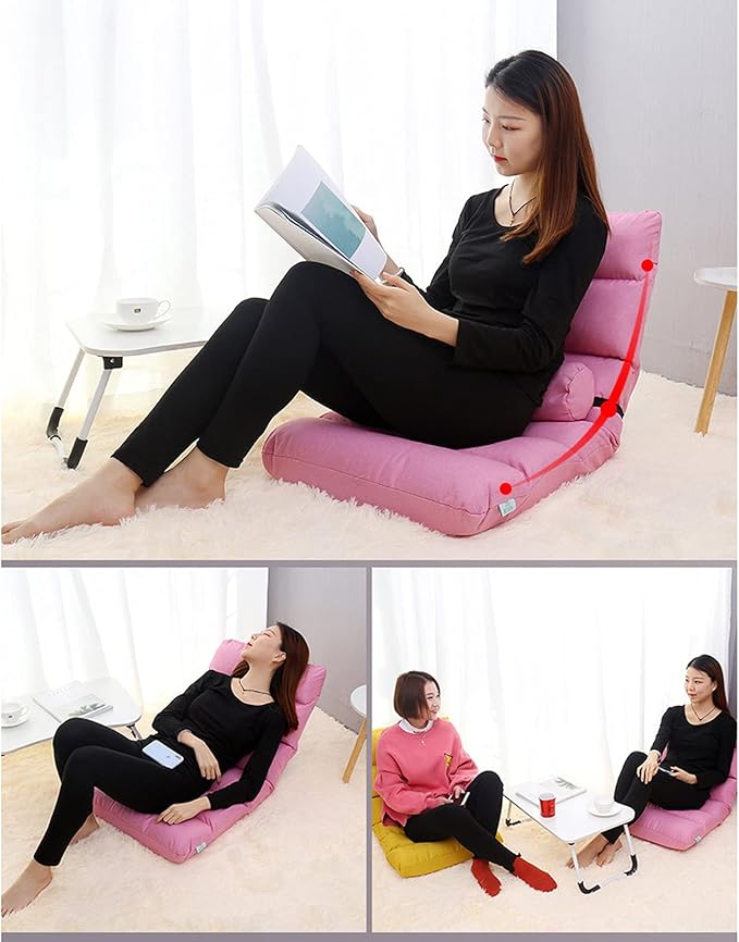 Adjustable Floor Chair with Pillow5-Position Foam Paddeds Gaming Chair Folding Sofa with Back Support for Indoor Meditation(Color:Blue)