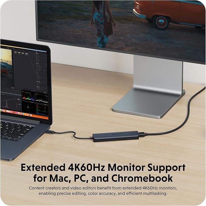 HyperDrive Next 7 Port USB C Hub for Mac PC Chromebook with 4K60Hz HDMI 2 USB-A USB C Hub 10Gbps USB-C 10Gbps 100W Power Delivery SD Card Reader Ethernet Ports