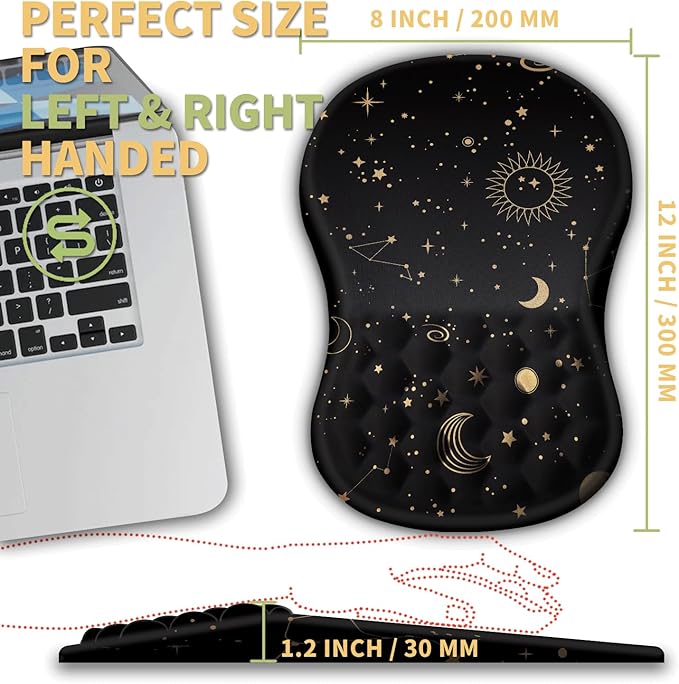 Ergonomic Wrist Rest Support Mouse Pad Massage Design Relief Carpal Tunnel Pain Entire Memory Foam Non-Slip Computer Mouse Pads for Wireless Starry Sky