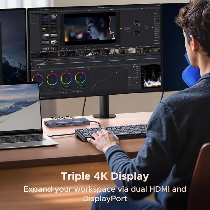 UGREEN 12 in 1 Triple 4K Docking Station with 2 HDMI DP 2x10G USB C 2×USB-A2.0 100W PD SD/TF 1000Mbps Ethernet 3.5MM Audio Revodok Pro USBC Hub Multiple Adapter for DELL HP and More