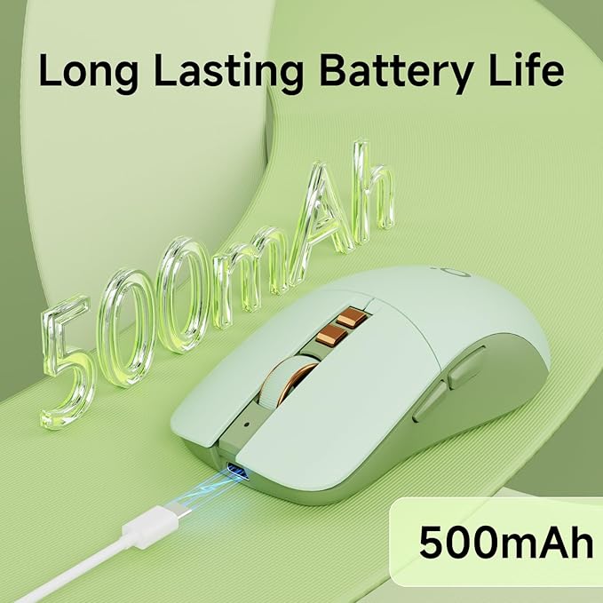 EWEADN G309 Wireless Computer Mouse2.4G&ampBluetooth Ergonomic Cordless Mice with 4000 DPI5 Adjustment LevelsCute and Portable Mouse for Laptops PC and More7 Buttons Office USB Mice-Green