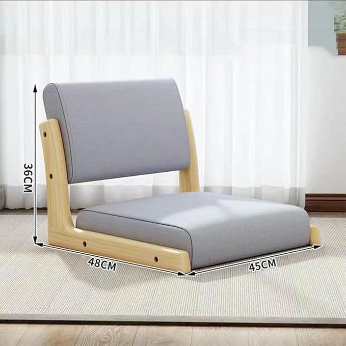 ELEFOCUS Portable Tatami Meditation Chair for Floor Lightweight Legless Reading Gaming and Relaxing - Ideal Living Room(Green LeatherWalnut)
