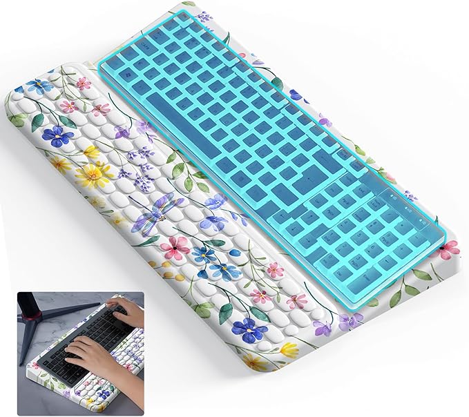 Wrist Rest for Computer Keyboard Keyboard Wrist Rest Ergonomic Keyboards Holder for Easy Typing Working Wrist Pad for Keyboards with Comfortable Wrist Rest for Keyboard White Flower