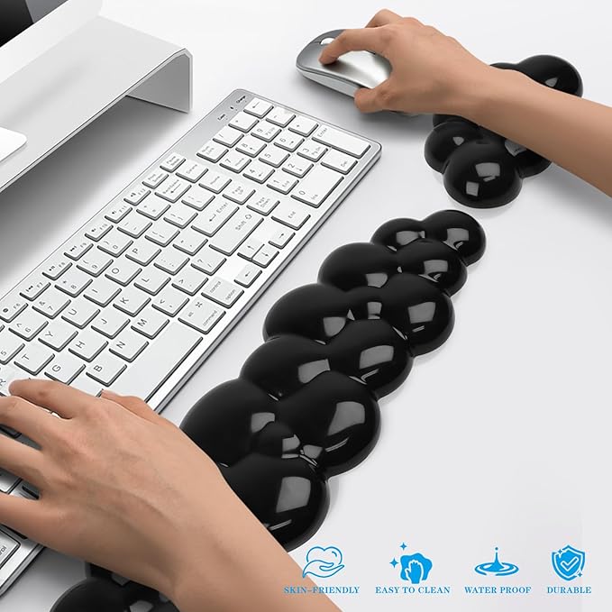 Gel Cloud Keyboard and Mouse Wrist Rest Cute Wrist Support and Arm Support Keyboard Rest for Keyboard and Mouse Typing Pain ReliefSuitable for Office/Computer/Laptop/Gaming (Transparent Black)