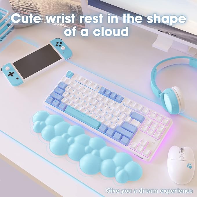 Gaming Keyboard Wrist Rest PadMemory Foam Keyboard Palm Rest Ergonomic Hand RestWrist Rest for Computer KeyboardLaptopMacLightweight for Easy Typing Pain Relief (Blue)