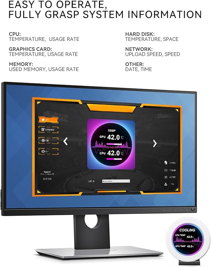 IPS LCD Display Circular 360 Degree Rotation 2.1in 480x480 Screen Replacement PC Parts White