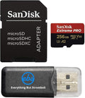SanDisk 256GB Extreme Pro MicroSDXC Card Compatible with DJI Avata 2 Mini 4K Drones (SDSQXCD-256G-GN6MA) with Read Speed up to 200 MB/s Bundle with 1 Everything But Stromboli MicroSD Card Reader