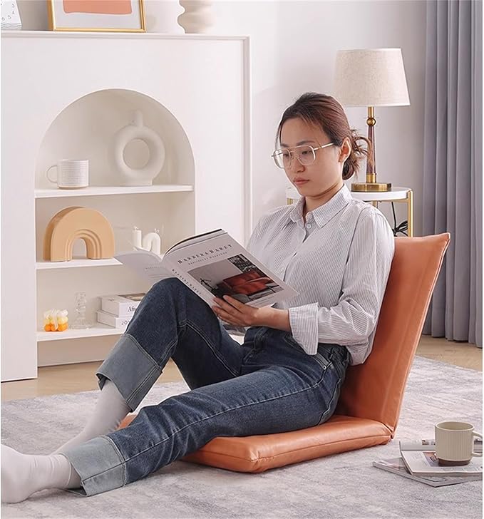 Padded Floor Chair with Adjustable Backrest Portable Floor Chair with 5 Gear Adjustable Back Support Suitable for Meditation Seminars Reading TV Watching or GamingGrayS