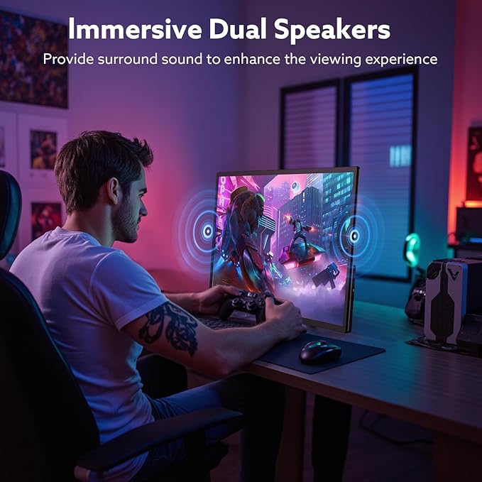 23.8'' Portable Monitor 2.5K 180Hz QHD 1440p VESA USB-C HDMI Laptop Screen Extender Built-in Stand Speakers for Laptop Mac PS4/5 Xbox Switch