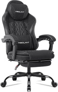 Misolant Gaming Chair Fabric Gamer Chair with footrest for Adults High Back Ergonomic Computer Game Chair with Adjustable Headrest and Massage Lumbar Support 90-155° Recline FreeBlack