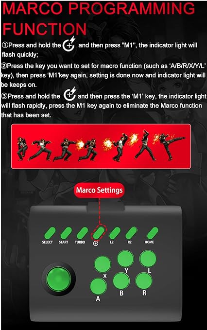 arVin Arcade Fight Stick Joystick Game Controller for iPhone iOS Android PC Fighting Stick for Nintendo Switch/PS3/PS4 Arcade Rocker Gamepad with Turbo &amp Marco for Emulators/Cloud/PS Remote Play/S