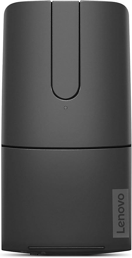 Lenovo Yoga Computer Mouse For PC Laptop Computer With Windows Or Chrome - 2.4GHz Wireless Nano Receiver &amp Bluetooth 5.0 - Ergonomic V-Shape - Twists Flat - Built-In Laser Presenter - Shadow Bla