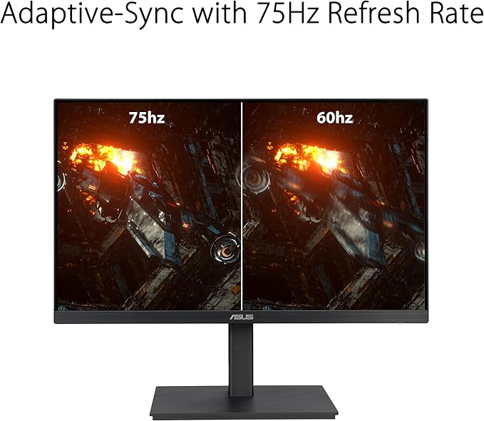 ASUS 24” 1080P Monitor (VA24EQSB) - Full HD IPS 75Hz Built-in Speakers Eye Care Low Blue Light Flicker Free VESA Mountable Height Adjustment Frameless DisplayPort HDMI VGA USB HubBlack