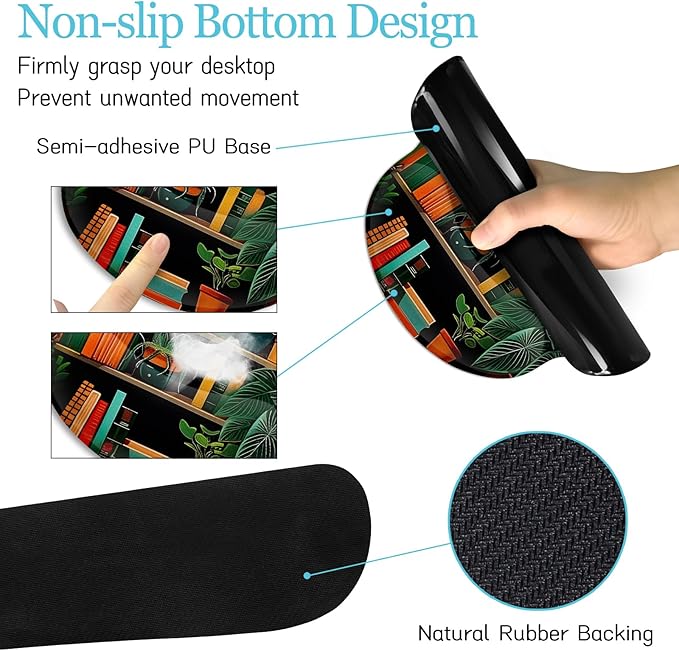 Book Mouse Pad Set Large Desk Matt for Desktop Ergonomic Mouse Pad with Wrist Rest Gaming Mouse Pad Wrist Support Keyboard Mat Cup Coaster Set Cute Office Desk Decor Accessories