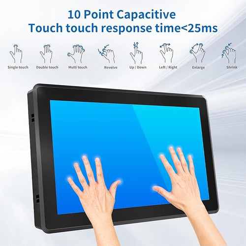 13.3 Inch Industrial Touch Screen Monitor 10 Points Touch Ratio 16:9 Capacitive PCAP Display 1920 x 1080R Active Matrix TFT LCD LED Backlight VGA DVI HD-MI Ports