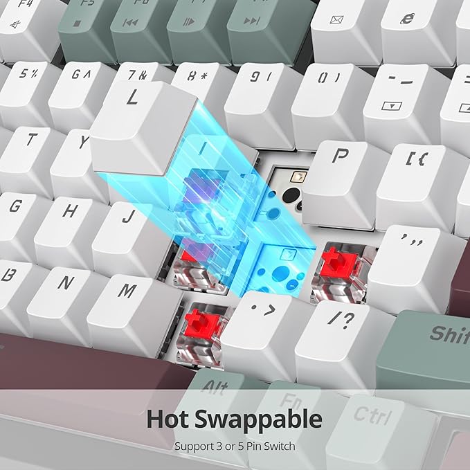 Mist 75% Wired Gaming Keyboard - Hot Swappable Gasket Mount Red Switch RGB Backlit 82-Key TKL Mechanical Keyboard NKRO for PC/Laptop Windows Gamers