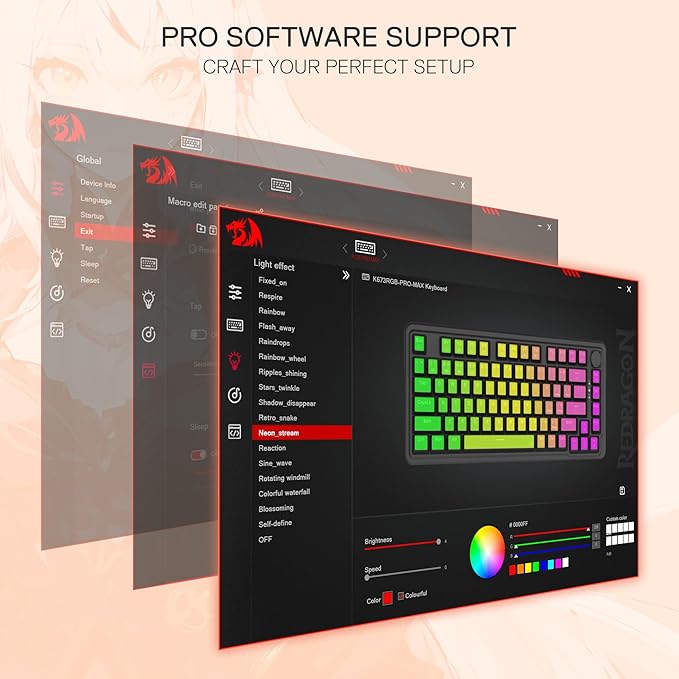 Redragon K673 PRO SE 75% 81 Keys Wireless Gasket RGB Gaming Keyboard 3-Mode Anime Mechanical Keyboard w/Hot-Swap Socket Dedicated Knob Control &amp 5-Layer Noise Dampening Custom Hi-Fi Linear Swit