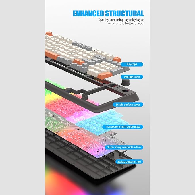 Keyboard K82 Gaming Keyboard with Three Color Backlit and Mechanical Feel 94 Keys for Gamers Computer PC Laptop Keyboars
