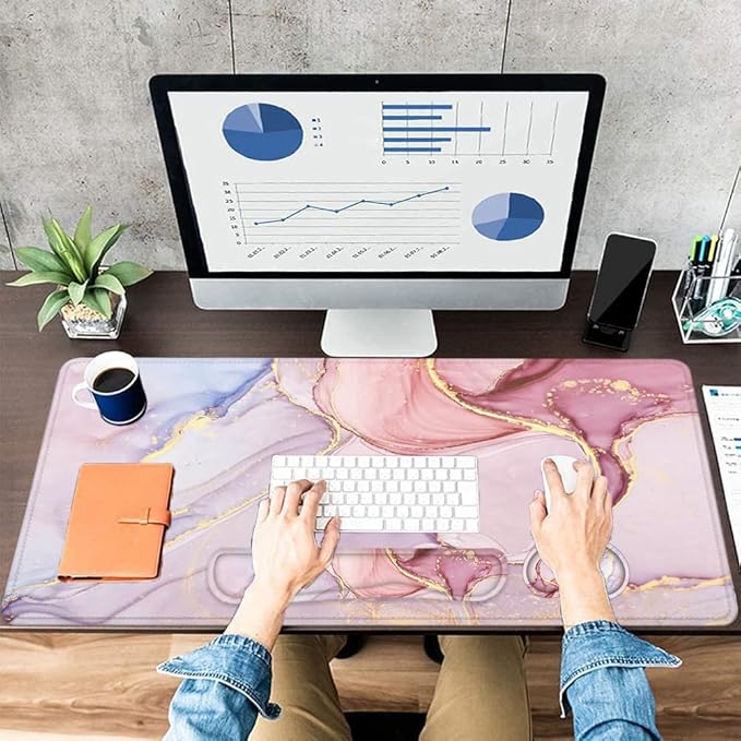 LATEEFAH Desk Mat Mouse Pad with Wrist Rest 4-in-1 Large Mouse Pads for Desk Ergonomic Mouse Pad and Keyboard Wrist Rest Gaming Keyboard Mat for Office Home