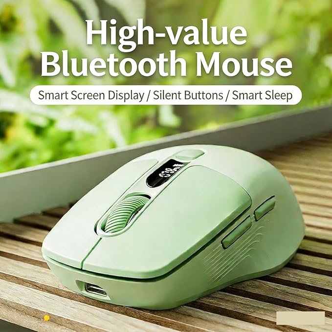 Rechargeable Silent Wireless Mouse with DPI/Battery Display BT/2.4G Ergonomic Portable Mouse for Laptop PC Mac iPad - Small Hands (Blue)