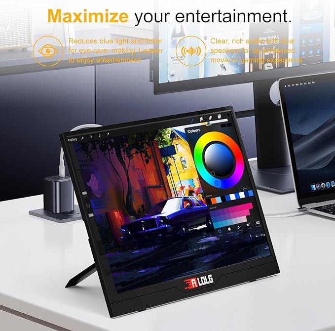144Hz 16 Portable Monitor1920×1200 FHD IPS Plug&ampPlay Second External Monitor with USB-C Mini HDMI PortSecond Screen Compatible with PC Phone Mac Xbox PS4/5-Z8