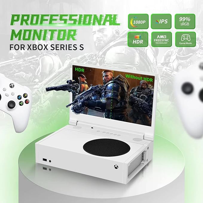 G-STORY 12.5‘’ Portable Monitor for Xbox Series S 1080P Portable Gaming Monitor IPS Screen for Xbox Series S（not Included） with Two HDMI HDR Freesync Game Mode Travel Display