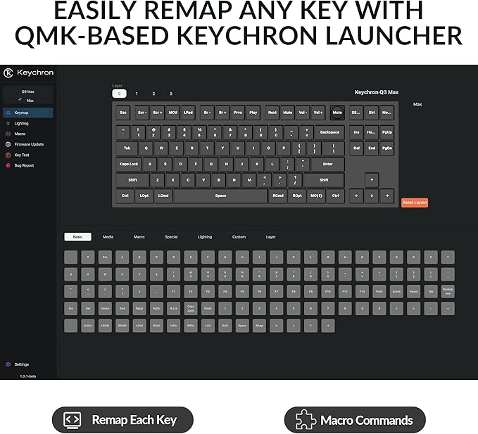 Keychron Q3 Max Wireless Custom Mechanical Keyboard Full Aluminum 2.4 GHz Bluetooth QMK TKL Layout RGB with Hot-swappable Gateron Banana Switch Compatible with Mac Windows Linux