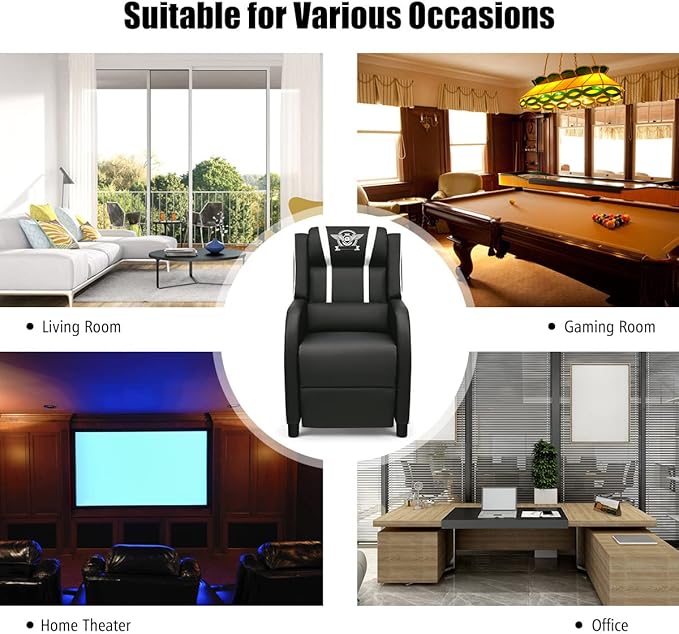 GORELAX Modern Massage Gaming Recliner Chair PU Leather Home Theater Recliner Chairs w/Footrest and Massage Racing Style Sofa Chair for Living Bedroom Gaming Room