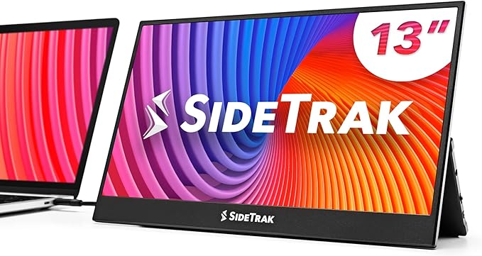SideTrak Solo Pro 13' Freestanding Portable Monitor | 1080p LED .04' Thin | Kickstand | 10ms Response Time | 60Hz Refresh Rate | USB-C Mini HD | 1.3 lbs. Travel Monitor