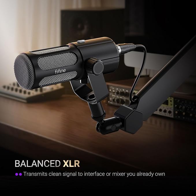 FIFINE Podcast Microphone USB/XLR Vocal Dynamic Microphone for Streaming Recording Broadcast Content Creator Studio Microphone for PC with Mute Button Headphone Monitoring-AmpliTank TANK6
