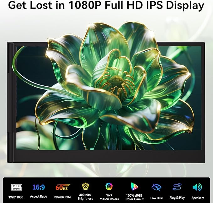 14 Triple Laptop Screen Extender Ultra-Thin Lightweight FHD 1080P IPS Laptop Monitor Extender Portable Extended Screen for Laptops 13-17.3 Compatible with Wins Mac Chrome Dex Phone Travel Work