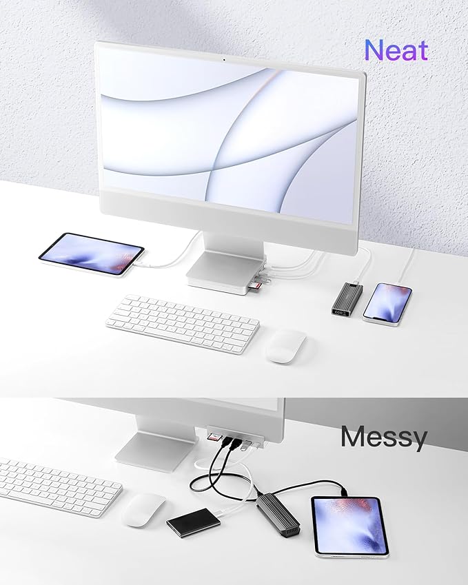Inateck USB C Hub for iMac Docking Station Compatible with iMac 24 Inch 2021/2023 USB 3.2 Gen 2 8-in-1 Aluminium USB Hub with NVMe SSD Enclosure USB C 10 Gbps and SD/TF Card Reader DK2001