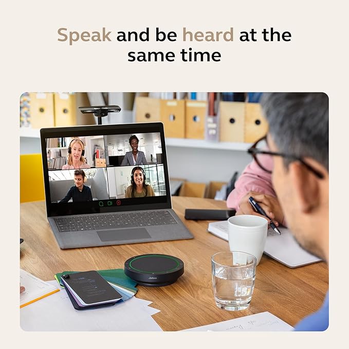 Jabra Speak2 55 Wireless Bluetooth Speakerphone (2025 Edition) - Portable with 4 Noise-Cancelling Mics - Microsoft Teams Certified - Dark Grey